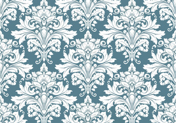 Fototapeta premium Luxury Seamless Wallpaper Damask Vector Background with Floral Details