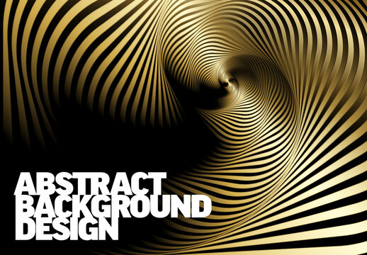 Abstract Golden Spiral Background with Elegant Metallic Stripes