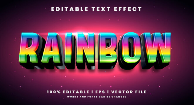 Editable rainbow 3d text effects