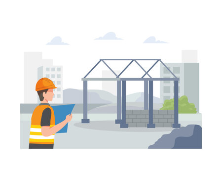 Architect Looking at Steel Framework
