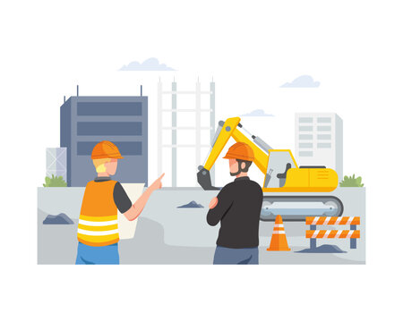 Construction Workers Discussing Project