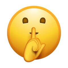 Fototapeta premium Shushing face emoji illustration, isolated on transparent background.