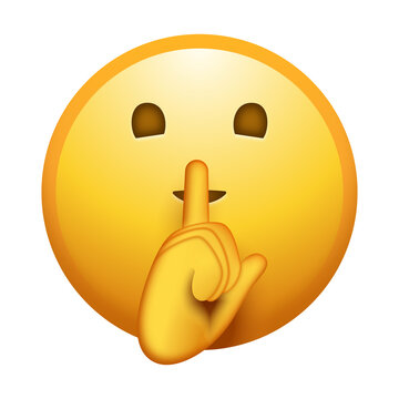 Shushing face emoji illustration, isolated on transparent background.