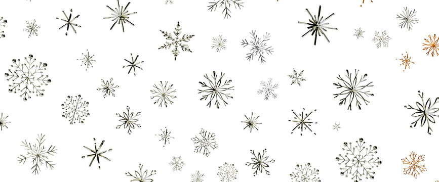 Elegant hand drawn snowflakes on a clean white background for festive winter design