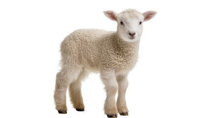 Fototapeta premium Young fluffy white lamb standing