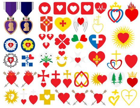 Heraldic, Religious, Road Signs and Military Heart Shaped Symbols