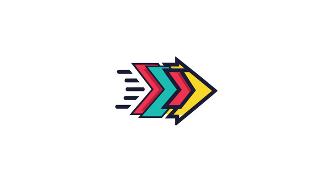 Dynamic colorful arrow indicating speed and progress