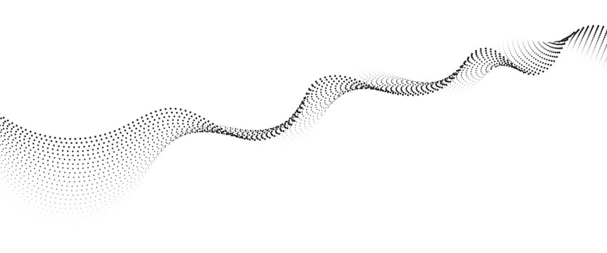 Flowing Dot Wave halftone gradient pattern on transparent background

