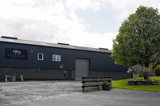 Thurso, Scotland - May 14 2026: The Wolfburn Distillery in Thurso. It is a single malt Scotch whisky distillery in Thurso in Caithness.