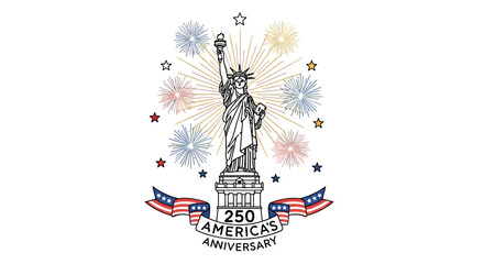 Statue of liberty with fireworks for america anniversary © Alfianto