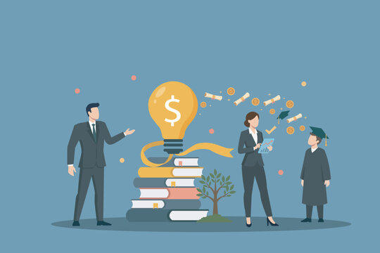 Education Investment, Scholarship Fund, and College Savings Concept Vector, Education Investment and College Savings Concept