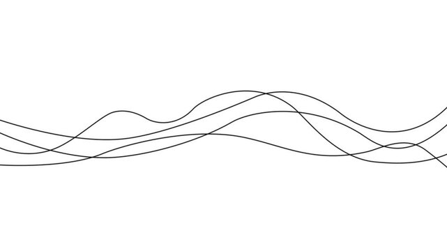 Curve wave line seamless pattern. Thin line wavy abstract vector background. Curve wave seamless pattern. Line art striped graphic template.4k motion graphics video ..