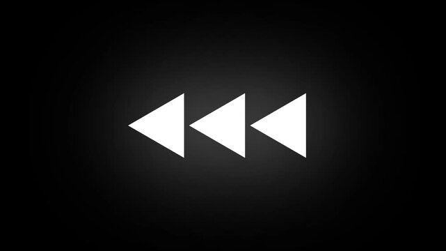 Animation of rewind symbol on white transparent with alpha channel. Rewind Graphic icon Background .Motion video 4k