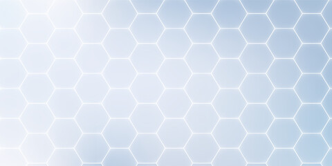 Abstract hexagon pattern background with soft blue gradient and geometric honeycomb design. Modern technology background with clean style. Medical background. © Moh