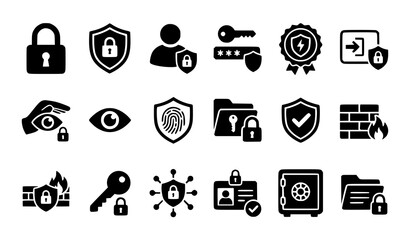 Fototapeta premium Security Icons Vector Set with Locks Shields and User Protection Symbols