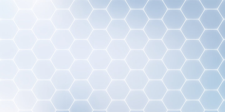 Abstract hexagon pattern background with soft blue gradient and geometric honeycomb design. Modern technology background with clean style. Medical background.