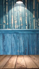 Obraz premium Wooden planks wall with a wooden floor