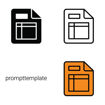 Prompt template document icon with table grid structure for structured data input fields.