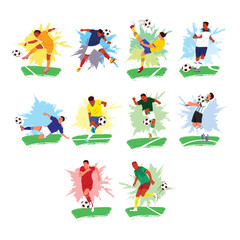Naklejka premium Dynamic Football Player Action Illustration Collection
