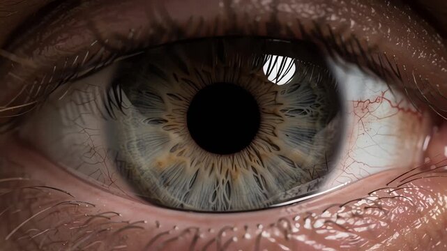 Close-up of a Human Eye with Detailed Iris and Eyelashes