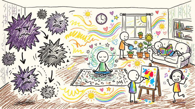 Stress monsters flee as people practice mindfulness