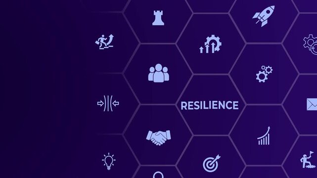 Resilience business for sustainable and inclusive growth concept. The ability to deal with adversity. Build resilience in organization idea. Motion graphics of sustainable business idea. 4k video.