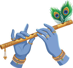 Lord Krishna Hand Playing the Flute Janmashtami Design  © Victory