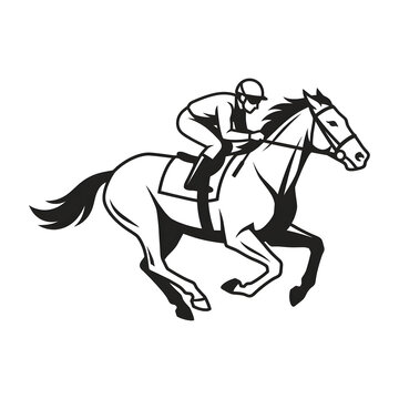 Powerful chestnut horse galloping forward dynamic equine illustration on white background