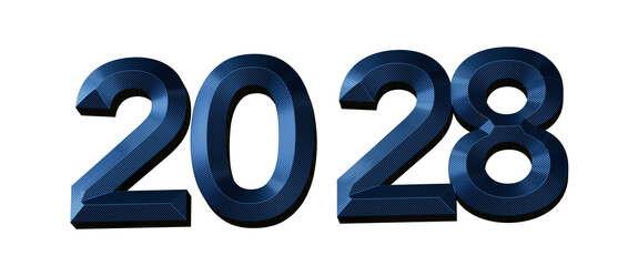 Bold blue 2028 text isolated against white. Perfect for New Year greetings, future concepts and fina © vegefox.com