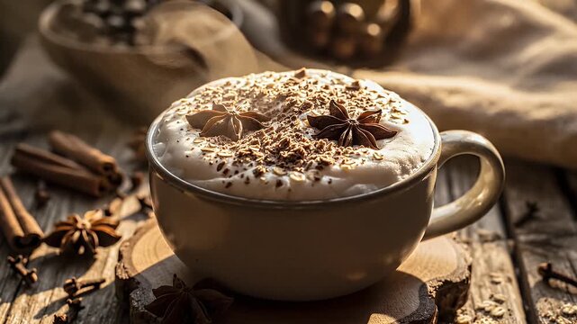 Cozy Hot Chocolate With Whipped Cream Cinnamon Dust.