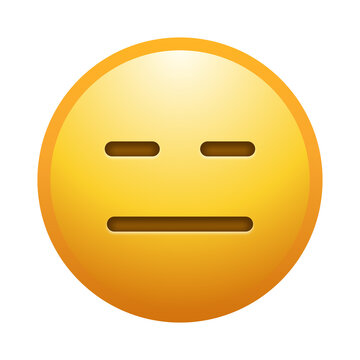 Expressionless face emoji illustration, isolated on transparent background.