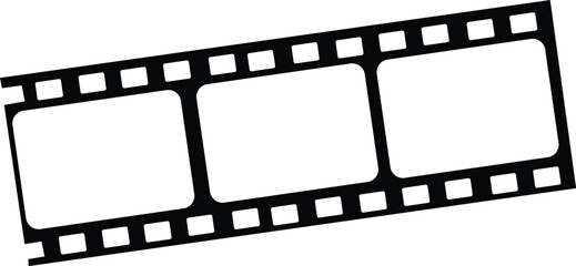 Obraz premium Black and white vector illustration of a tilted film strip with three empty frames