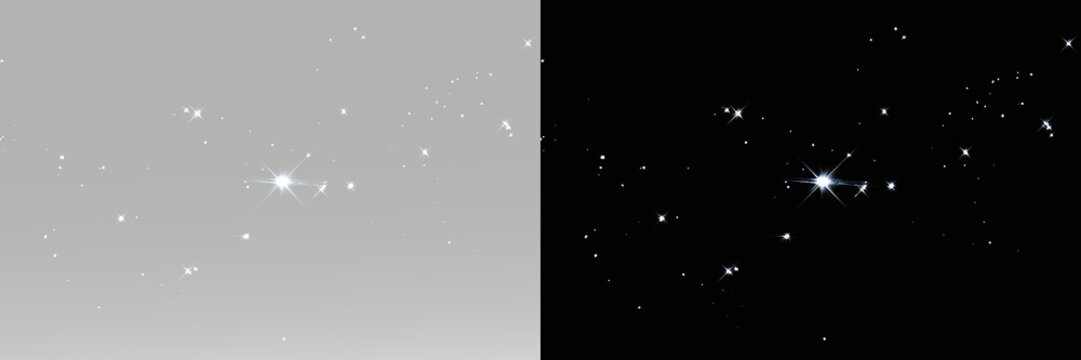 Cosmic particle explosion with sparkling stars and luminous dust scattered across space