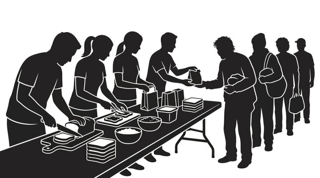 People waiting in line for food 1.