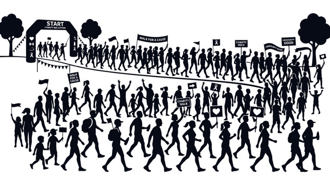People walking in a protest march.