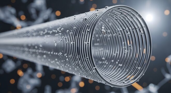 Close-up of carbon nanotube structure with water droplets
