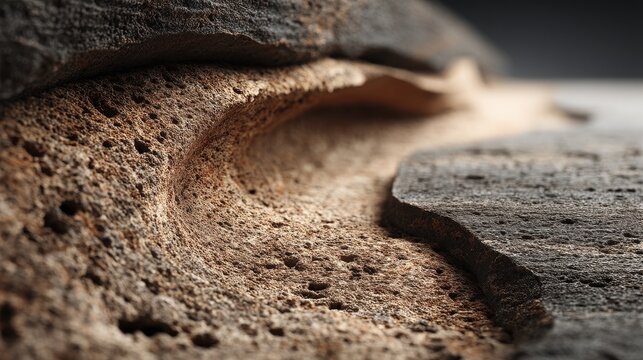 limestone tile pattern macro close-up layered sedimentary stone with organic pores, directional lighting reveals natural texture depth and grain detail, photorealistic background