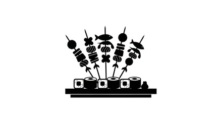Sushi Skewers and Rolls Vector Illustration © Vect