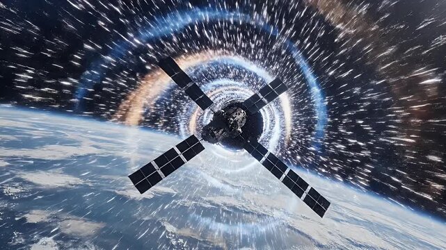 Space Station Solar Arrays Orbit Earth During Dramatic Docking.