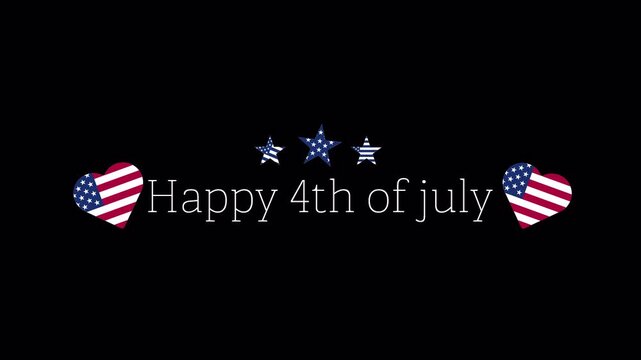Alpha channel abstract happy independence day american flag animation banner in 4k with usa flag style stars. Heart shape usa flag motion graphics to use for 4th july independence day project. 