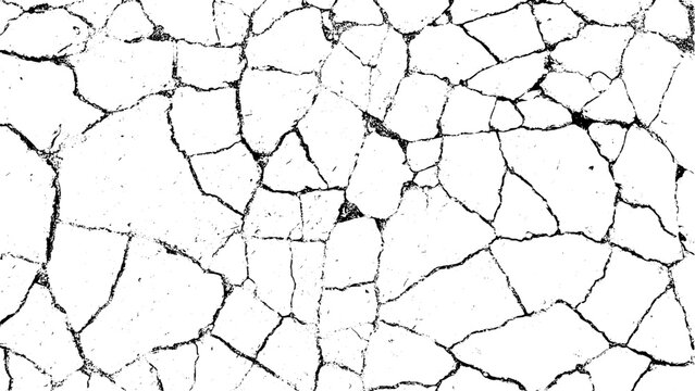 Urban grunge crack texture background with distressed concrete road fractures, old stone pavement splits and rough ground surface dirt dust grain. Vintage vector material design asset for Y2K poster