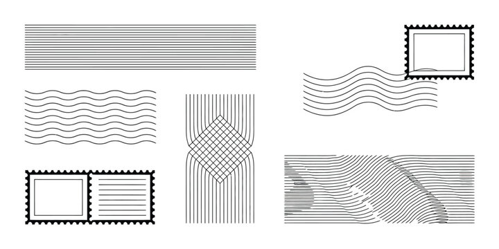 Abstract black and white line wave and grid patterns vector