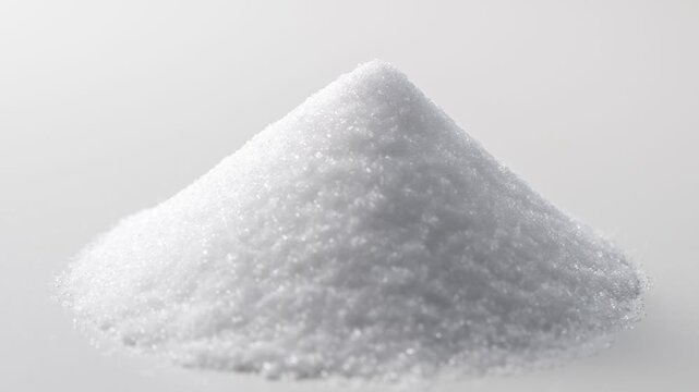 A pile of white sea salt shaped into a mountain, representing a pure mineral seasoning ingredient used in cooking, beauty, and health applications.