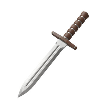 Stylized Dagger with Brown Handle and Silver Blade