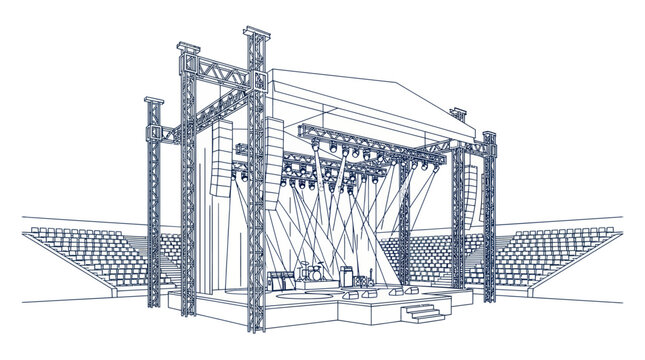 Concert Stage Truss System Vector Illustration