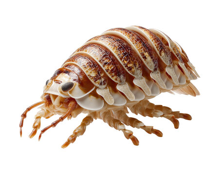 Woodlouse Macro Detail: A highly detailed macro shot of a woodlouse showcasing its intricate exoskeleton, segmented armor, and multiple legs.