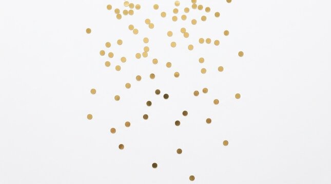 Gold confetti falling isolated on white background