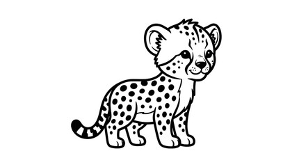 Adorable baby cheetah cub standing with spots © lamiring