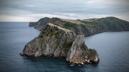 Fototapeta premium Rocky Cape on Olkhon Island, Lake Baikal, Siberia