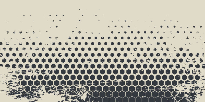 2D Abstract Geometric Wave Hex Halftone Pattern
